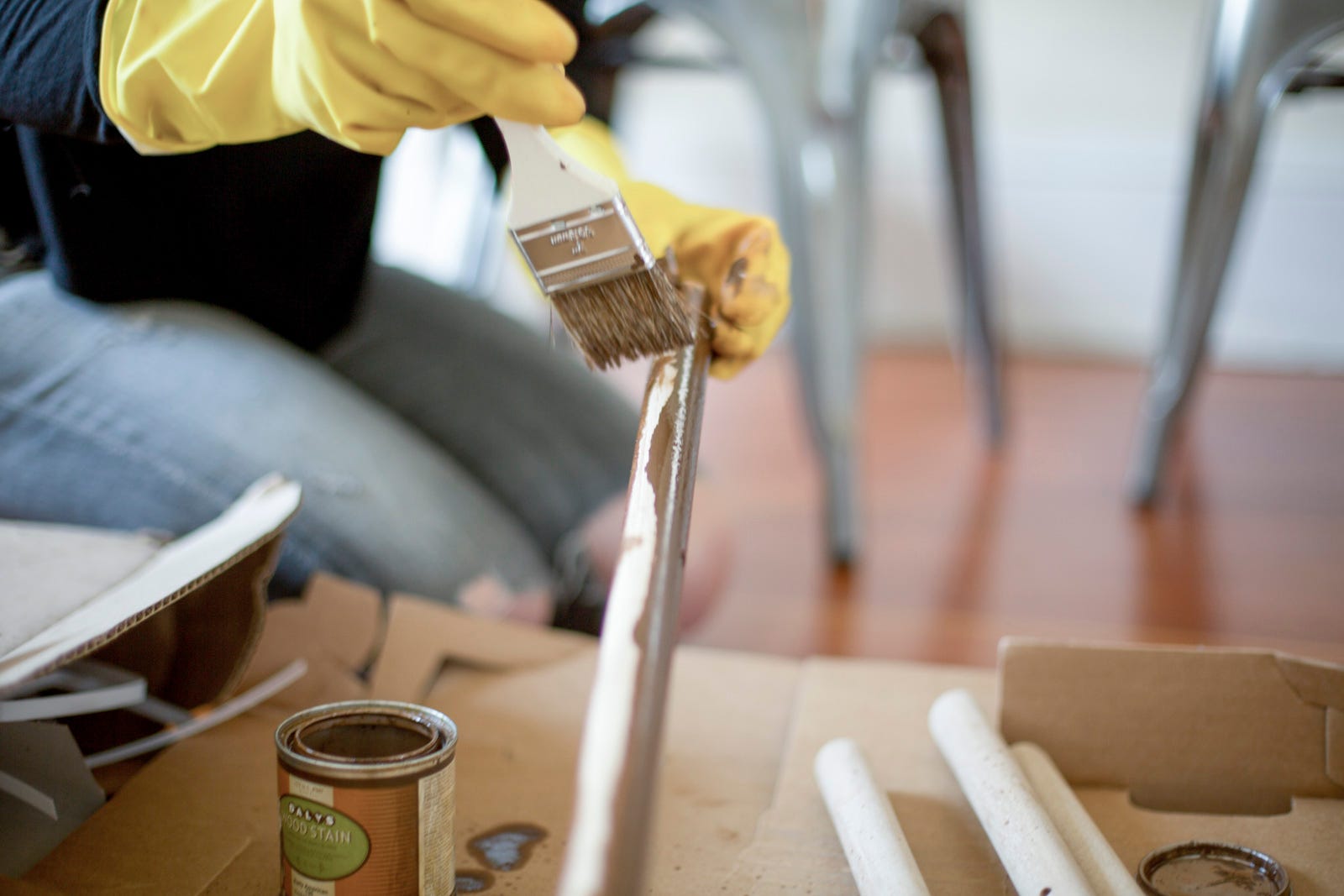 stain for mid century planter