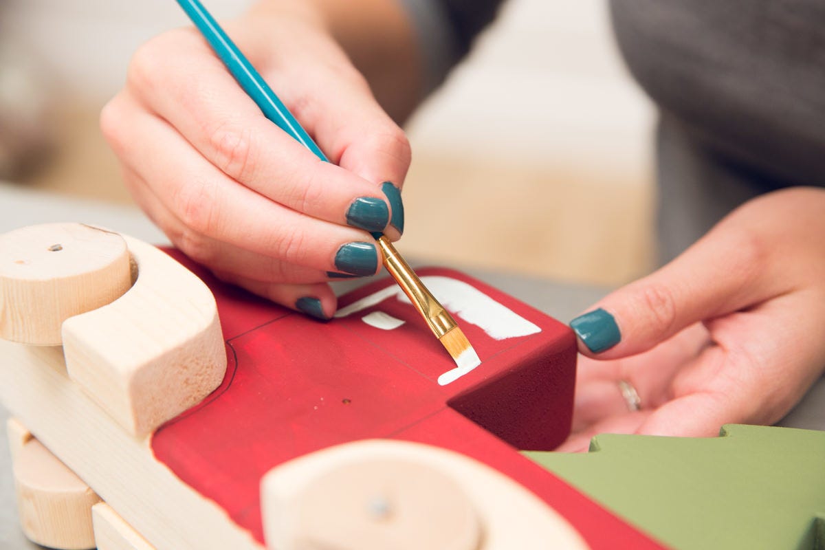 painting wooden diy toy truck